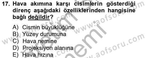Tarım Alet ve Makinaları Dersi 2012 - 2013 Yılı (Final) Dönem Sonu Sınav Soruları 17. Soru