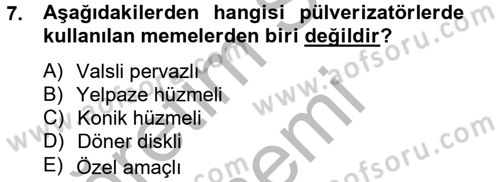 Tarım Alet ve Makinaları Dersi 2012 - 2013 Yılı (Final) Dönem Sonu Sınav Soruları 7. Soru