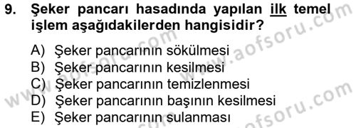 Tarım Alet ve Makinaları Dersi 2012 - 2013 Yılı (Final) Dönem Sonu Sınav Soruları 9. Soru