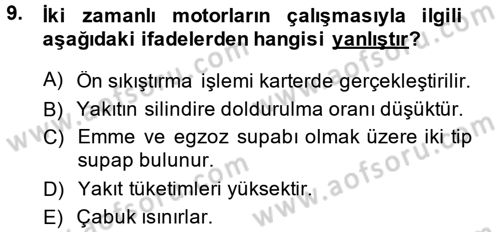 Tarım Alet ve Makinaları Dersi 2013 - 2014 Yılı (Vize) Ara Sınav Soruları 9. Soru