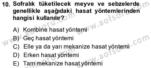 Tarım Alet ve Makinaları Dersi 2013 - 2014 Yılı (Final) Dönem Sonu Sınav Soruları 10. Soru