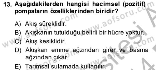 Tarım Alet ve Makinaları Dersi 2013 - 2014 Yılı (Final) Dönem Sonu Sınav Soruları 13. Soru