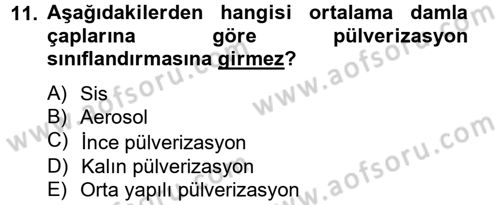 Tarım Alet ve Makinaları Dersi 2013 - 2014 Yılı Tek Ders Sınav Soruları 11. Soru