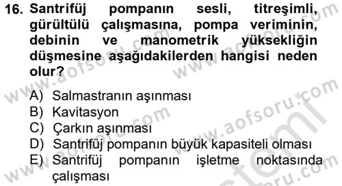 Tarım Alet ve Makinaları Dersi 2013 - 2014 Yılı Tek Ders Sınav Soruları 16. Soru