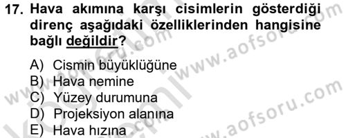 Tarım Alet ve Makinaları Dersi 2013 - 2014 Yılı Tek Ders Sınav Soruları 17. Soru