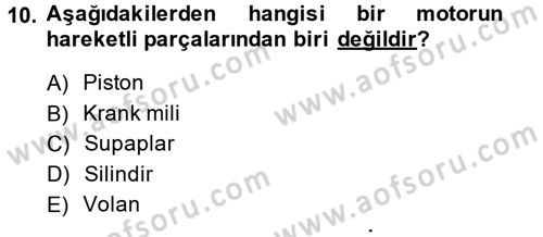 Tarım Alet ve Makinaları Dersi 2014 - 2015 Yılı (Vize) Ara Sınav Soruları 10. Soru