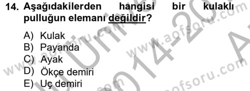 Tarım Alet ve Makinaları Dersi 2014 - 2015 Yılı (Vize) Ara Sınav Soruları 14. Soru
