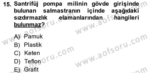 Tarım Alet ve Makinaları Dersi 2014 - 2015 Yılı (Final) Dönem Sonu Sınav Soruları 15. Soru