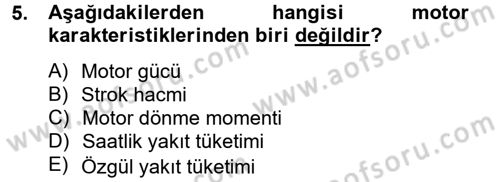 Tarım Alet ve Makinaları Dersi 2014 - 2015 Yılı (Final) Dönem Sonu Sınav Soruları 5. Soru