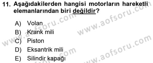 Tarım Alet ve Makinaları Dersi 2015 - 2016 Yılı (Vize) Ara Sınav Soruları 11. Soru