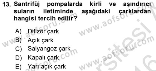 Tarım Alet ve Makinaları Dersi 2015 - 2016 Yılı (Final) Dönem Sonu Sınav Soruları 13. Soru