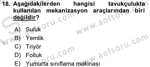 Tarım Alet ve Makinaları Dersi 2015 - 2016 Yılı (Final) Dönem Sonu Sınav Soruları 18. Soru