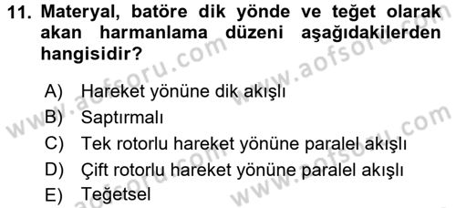 Tarım Alet ve Makinaları Dersi 2015 - 2016 Yılı Tek Ders Sınav Soruları 11. Soru