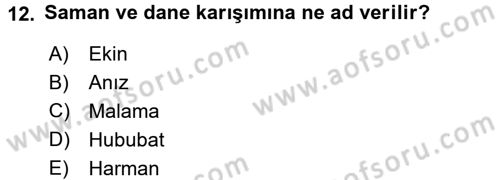 Tarım Alet ve Makinaları Dersi 2015 - 2016 Yılı Tek Ders Sınav Soruları 12. Soru