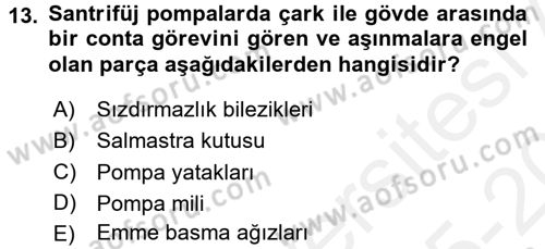 Tarım Alet ve Makinaları Dersi 2015 - 2016 Yılı Tek Ders Sınav Soruları 13. Soru