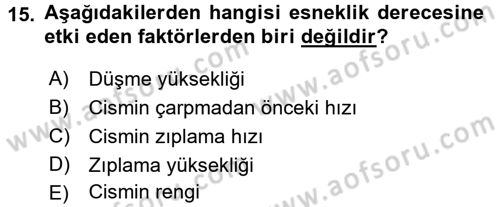 Tarım Alet ve Makinaları Dersi 2015 - 2016 Yılı Tek Ders Sınav Soruları 15. Soru