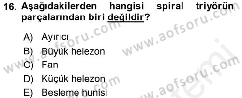 Tarım Alet ve Makinaları Dersi 2015 - 2016 Yılı Tek Ders Sınav Soruları 16. Soru