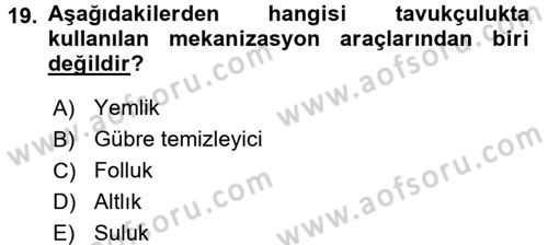 Tarım Alet ve Makinaları Dersi 2015 - 2016 Yılı Tek Ders Sınav Soruları 19. Soru
