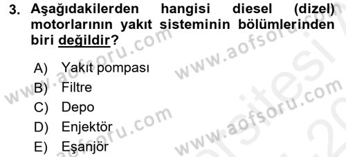 Tarım Alet ve Makinaları Dersi 2015 - 2016 Yılı Tek Ders Sınav Soruları 3. Soru