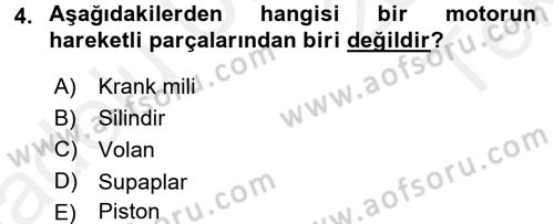 Tarım Alet ve Makinaları Dersi 2015 - 2016 Yılı Tek Ders Sınav Soruları 4. Soru