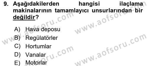 Tarım Alet ve Makinaları Dersi 2015 - 2016 Yılı Tek Ders Sınav Soruları 9. Soru