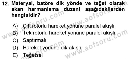Tarım Alet ve Makinaları Dersi 2016 - 2017 Yılı 3 Ders Sınav Soruları 12. Soru