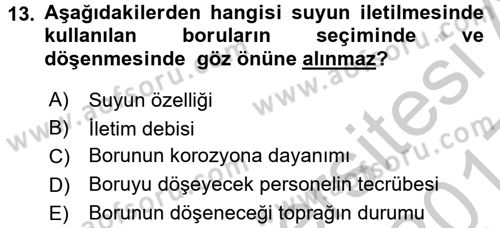 Tarım Alet ve Makinaları Dersi 2016 - 2017 Yılı 3 Ders Sınav Soruları 13. Soru