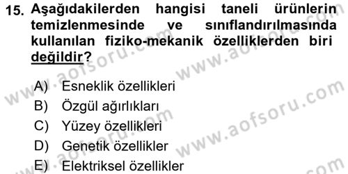 Tarım Alet ve Makinaları Dersi 2016 - 2017 Yılı 3 Ders Sınav Soruları 15. Soru