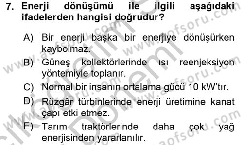 Tarım Alet ve Makinaları Dersi 2016 - 2017 Yılı (Vize) Ara Sınav Soruları 7. Soru