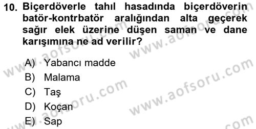 Tarım Alet ve Makinaları Dersi 2016 - 2017 Yılı (Final) Dönem Sonu Sınav Soruları 10. Soru