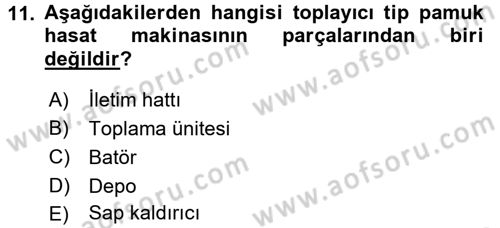 Tarım Alet ve Makinaları Dersi 2016 - 2017 Yılı (Final) Dönem Sonu Sınav Soruları 11. Soru