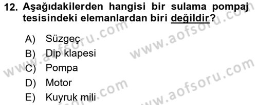 Tarım Alet ve Makinaları Dersi 2016 - 2017 Yılı (Final) Dönem Sonu Sınav Soruları 12. Soru