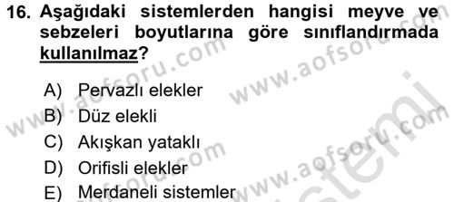 Tarım Alet ve Makinaları Dersi 2016 - 2017 Yılı (Final) Dönem Sonu Sınav Soruları 16. Soru