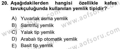 Tarım Alet ve Makinaları Dersi 2016 - 2017 Yılı (Final) Dönem Sonu Sınav Soruları 20. Soru