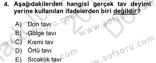 Tarım Alet ve Makinaları Dersi 2016 - 2017 Yılı (Final) Dönem Sonu Sınav Soruları 4. Soru