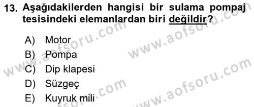 Tarım Alet ve Makinaları Dersi 2017 - 2018 Yılı 3 Ders Sınav Soruları 13. Soru