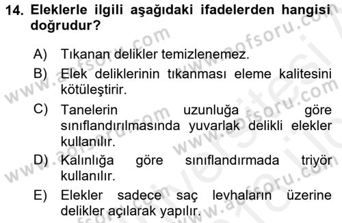 Tarım Alet ve Makinaları Dersi 2017 - 2018 Yılı 3 Ders Sınav Soruları 14. Soru