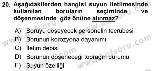 Tarım Alet ve Makinaları Dersi 2017 - 2018 Yılı 3 Ders Sınav Soruları 20. Soru