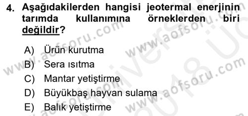 Tarım Alet ve Makinaları Dersi 2017 - 2018 Yılı 3 Ders Sınav Soruları 4. Soru