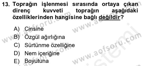Tarım Alet ve Makinaları Dersi 2017 - 2018 Yılı (Vize) Ara Sınav Soruları 13. Soru