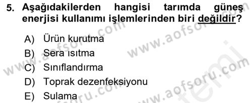 Tarım Alet ve Makinaları Dersi 2017 - 2018 Yılı (Vize) Ara Sınav Soruları 5. Soru