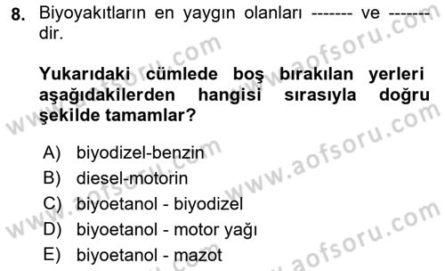 Tarım Alet ve Makinaları Dersi 2017 - 2018 Yılı (Vize) Ara Sınav Soruları 8. Soru