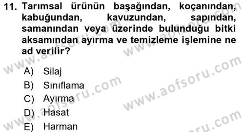 Tarım Alet ve Makinaları Dersi 2017 - 2018 Yılı (Final) Dönem Sonu Sınav Soruları 11. Soru