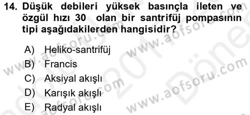 Tarım Alet ve Makinaları Dersi 2017 - 2018 Yılı (Final) Dönem Sonu Sınav Soruları 14. Soru