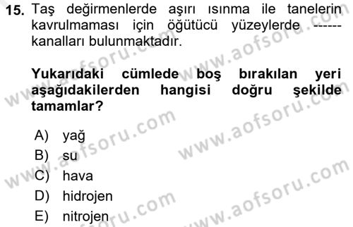Tarım Alet ve Makinaları Dersi 2017 - 2018 Yılı (Final) Dönem Sonu Sınav Soruları 15. Soru