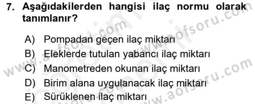 Tarım Alet ve Makinaları Dersi 2017 - 2018 Yılı (Final) Dönem Sonu Sınav Soruları 7. Soru