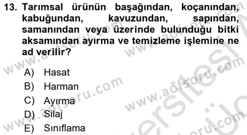 Tarım Alet ve Makinaları Dersi 2018 - 2019 Yılı 3 Ders Sınav Soruları 13. Soru
