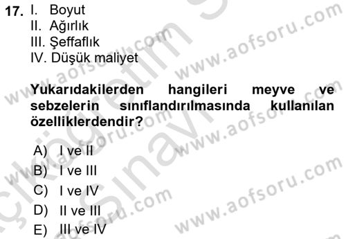 Tarım Alet ve Makinaları Dersi 2018 - 2019 Yılı 3 Ders Sınav Soruları 17. Soru