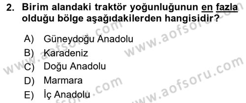 Tarım Alet ve Makinaları Dersi 2018 - 2019 Yılı 3 Ders Sınav Soruları 2. Soru