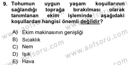 Tarım Alet ve Makinaları Dersi 2018 - 2019 Yılı 3 Ders Sınav Soruları 9. Soru